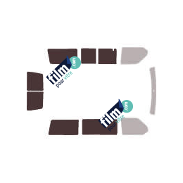 Kit film solaire Volkswagen Transporter T4 (4) Court 5 portes (1990 - 2003) 1 vitre coulissante coté gauche et 1 vitre fixe coté droit et 2 portes arrieres