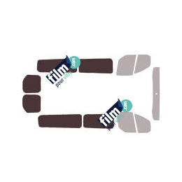 Kit film solaire Ford Tourneo (1) Custom LONG 5 portes (depuis 2014) 1 porte latérale, vitres fixes avec 2 portes arrières