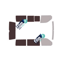 Kit film solaire Volkswagen Transporter T6 (6) Court 4 portes (depuis 2015) 1 porte latérale, 1 vitre latérale droite fixes, 1 vitre latérale gauche coulissante et hayon