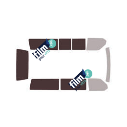 Kit film solaire Volkswagen Transporter T4 (4) Long 45 portes (1990 - 2003) 1 vitre fixe à droite, 1 vitre coulissante à gauche et hayon