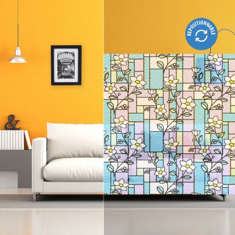 Film électrostatique décoratif à motif bouquet de fleurs