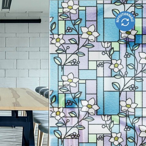 Film électrostatique décoratif à motif bouquet de fleurs