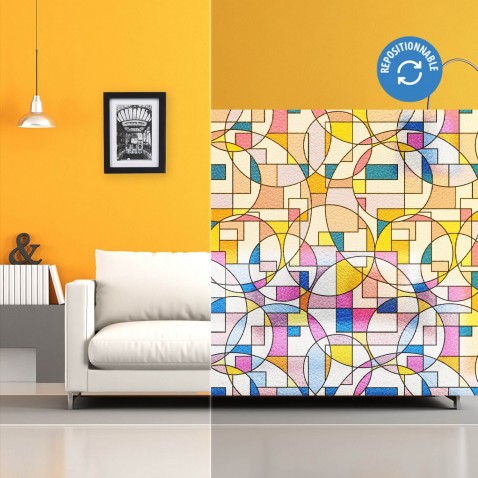Film repositionnable à motifs géométriques colorés
