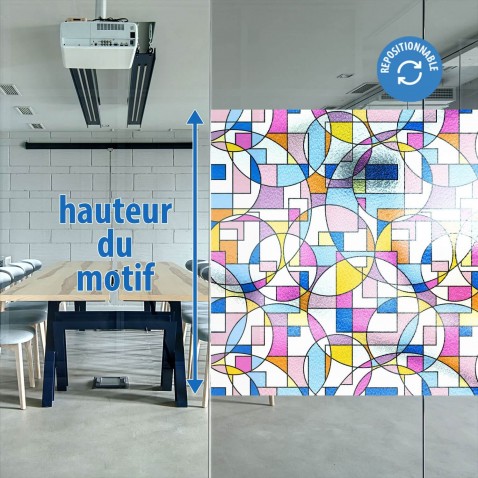 Film repositionnable à motifs géométriques colorés