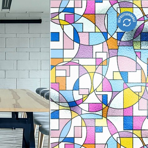 Film repositionnable à motifs géométriques colorés