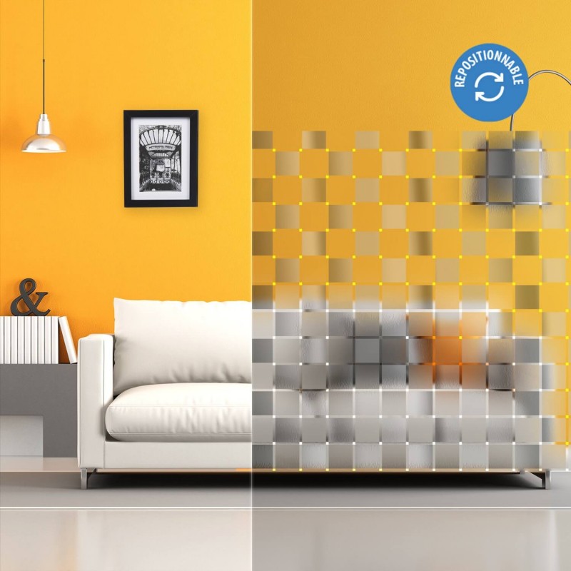 Film décoratif repositionnable à carrés dépolis