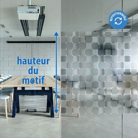 Film décoratif repositionnable à carrés dépolis