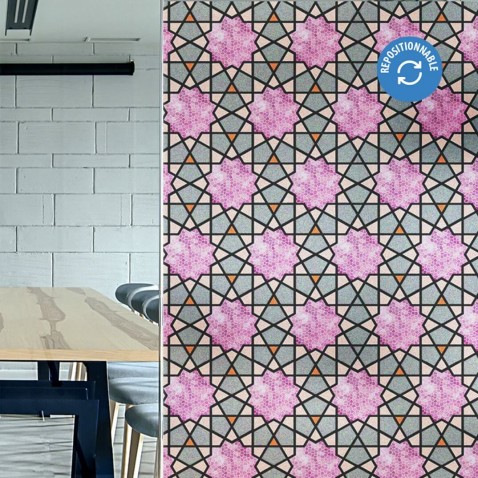 Film électrostatique décoratif à rosaces roses