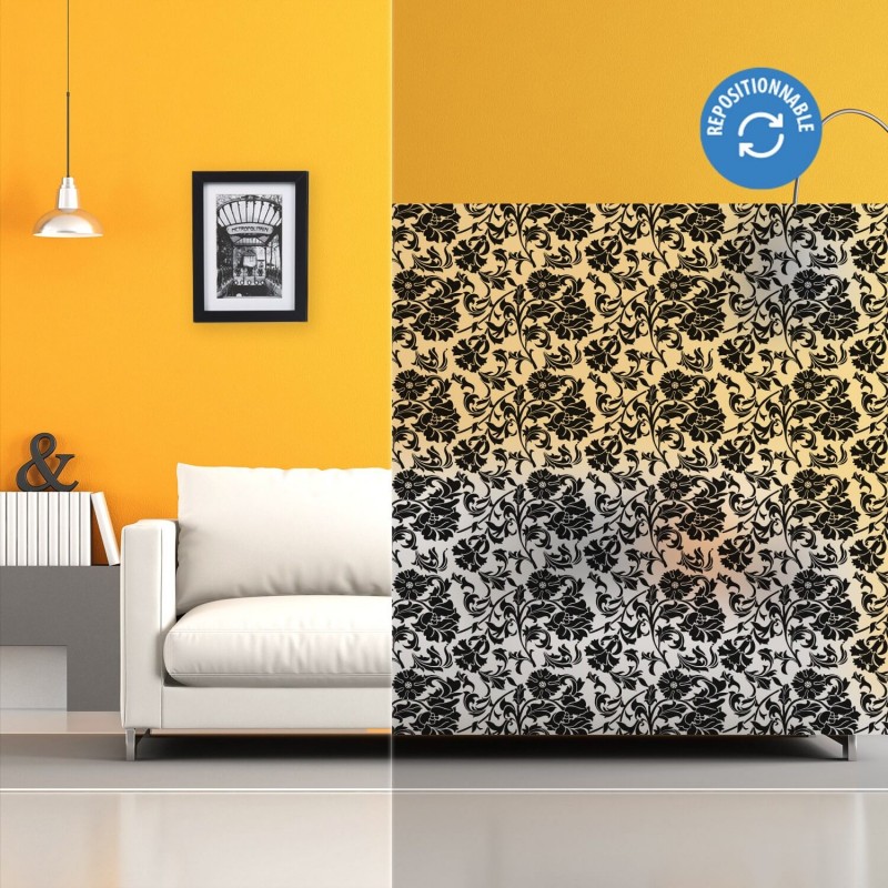 Film décoratif électrostatique à fleurs noires