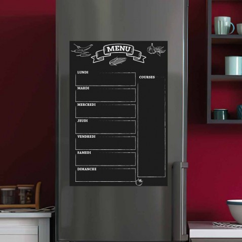 Sticker ardoise menu de la semaine et liste de courses