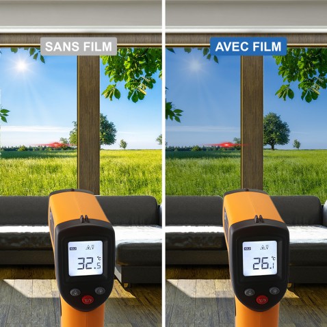 Film protection solaire pour simple vitrage combiné film de sécurité - alu clair