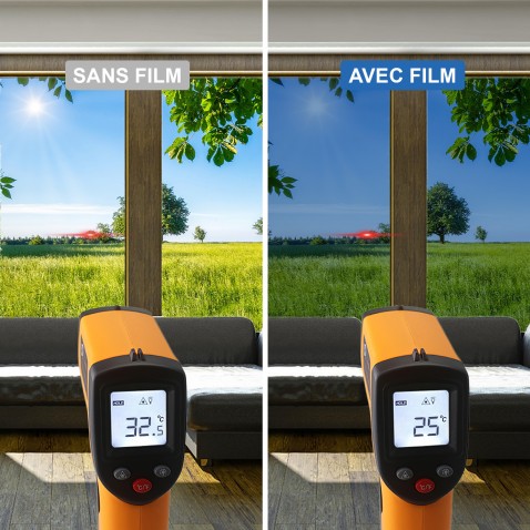 Film protection solaire pour simple vitrage combiné film de sécurité - alu foncé