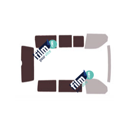 Kit film solaire prédécoupé Volkswagen Transporter T6 California (6) Avec store extérieur integré minibus 4 portes (depuis 2015) 1 vitre latérale droite fixes ,1 vitre latérale gauche coulissante & hayon