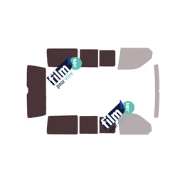 Kit film solaire prédécoupé Volkswagen Transporter T6 California (6) Sans store extérieur intégré hayon 4 portes (depuis 2015) 1 porte latérale droite , vitres coulissantes coté droit et gauche.