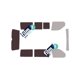 Kit film solaire prédécoupé Volkswagen Transporter T6 California (6) Avec store extérieur NON intégré hayon 4 portes (depuis 2015) 1 porte latérale,1 vitre latérale droite fixes, 1 vitre latérale gauche coulissante & hayon