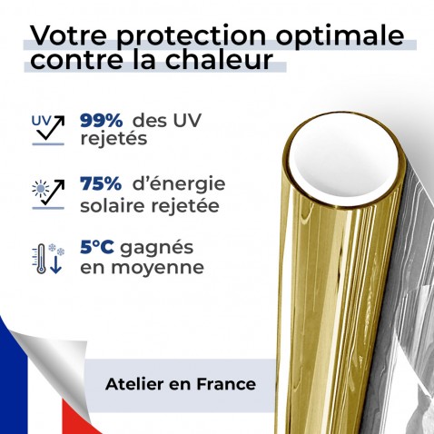 Film anti chaleur pour simple vitrage meilleure performance - doré