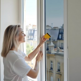 Film anti regard pour fenêtre à petit vitrage vis-à-vis proche - alu foncé et noir