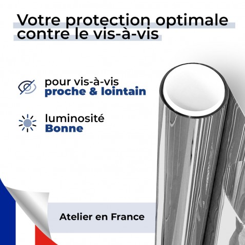 Film anti regard pour fenêtre à petit vitrage vis-à-vis proche - alu foncé et noir