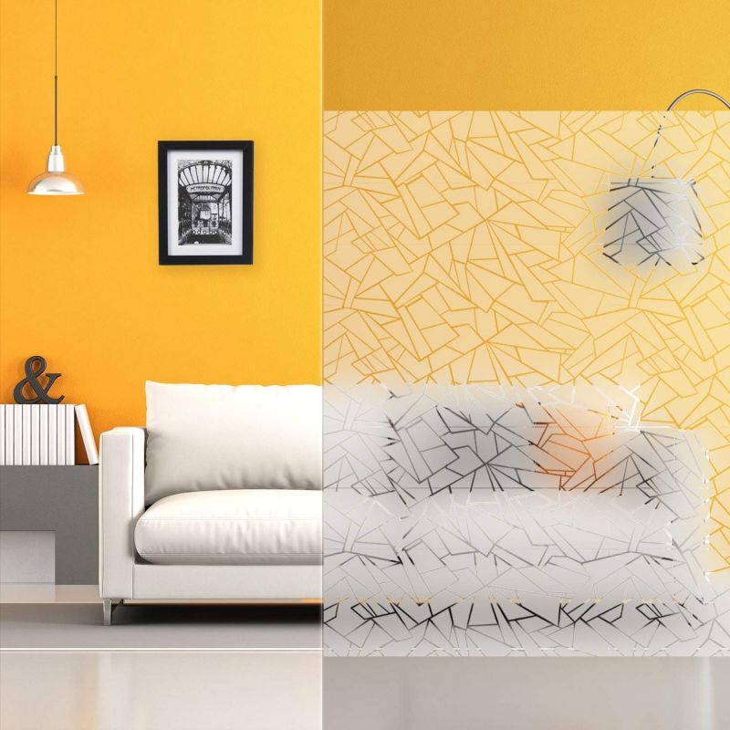 DIMEXACT Film Décoratif à Motif Autocollant pour Fenêtre, Dépoli, Fleurs, Bandes, Design, Largeur 1,52 m, en Rouleau