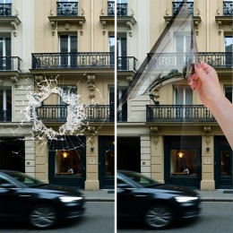 Film anti effraction incolore pour choc depuis l'extérieur - 120 microns