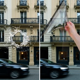 Film anti effraction et anti chaleur pour choc  depuis l'extérieur alu - 125 microns