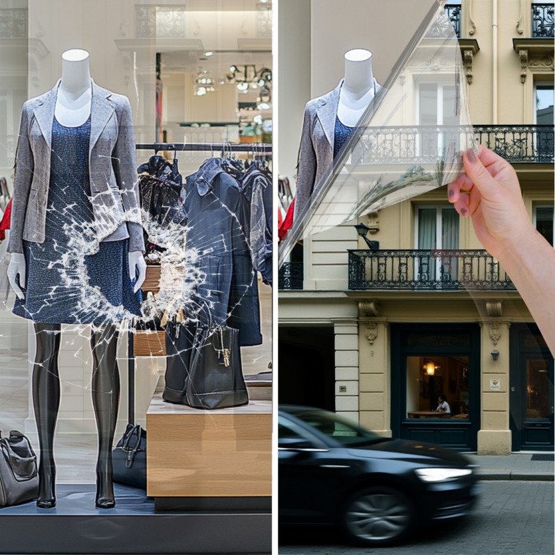 Film de sécurité et anti chaleur pour choc depuis l'intérieur alu foncé - 125 microns