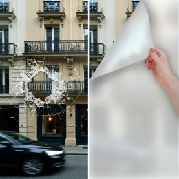 Film dépoli blanc de sécurité pour choc depuis l'extérieur - 150 microns