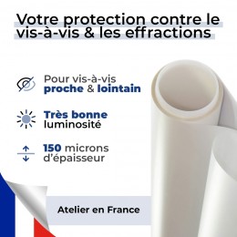 Film dépoli blanc de sécurité pour choc depuis l'extérieur - 150 microns