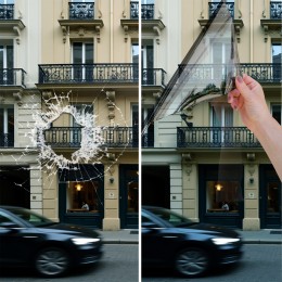 Film anti effraction et anti chaleur pour choc  depuis l'extérieur alu foncé - 240 microns