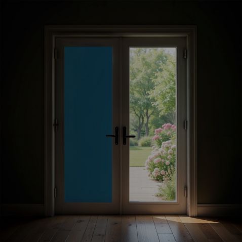 Film occultant bleu continental brillant pour fenêtre