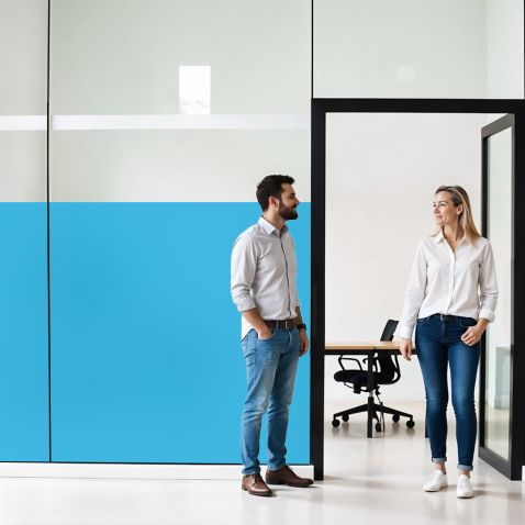 Film occultant bleu continental brillant pour fenêtre