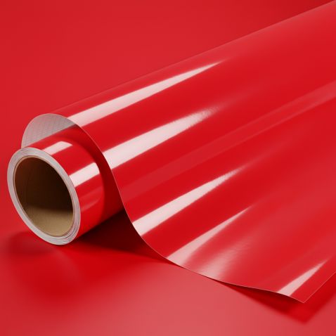 Vinyle covering rouge brillant pour surface plane avec colle airflow