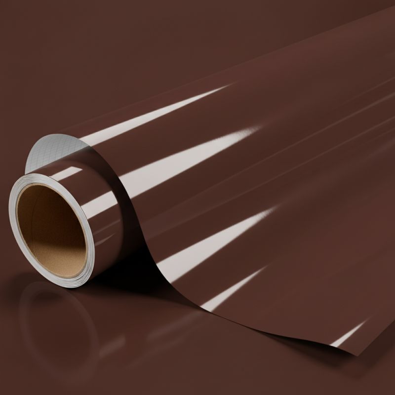 Vinyle covering marron brillant pour surface plane avec colle airflow