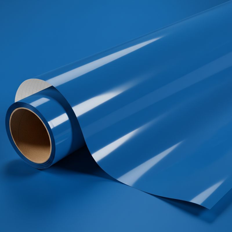 Vinyle covering bleu saphir brillant pour surface plane avec colle airflow
