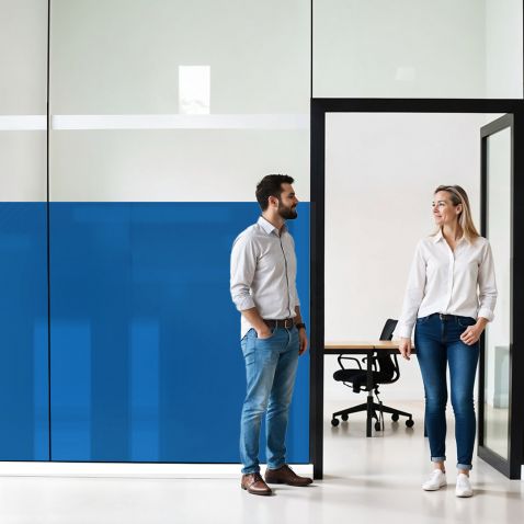 Film occultant bleu saphir brillant pour fenêtre