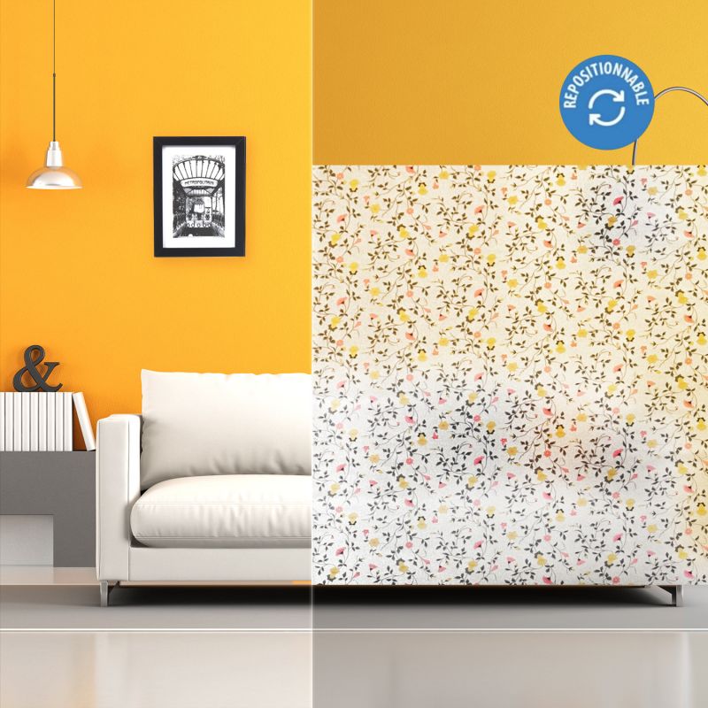 Film dépoli repositionnable décoratif motifs petites fleurs colorées