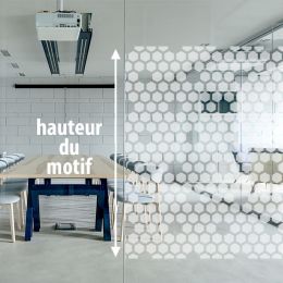 Film décoratif pour vitre motif hexagones dépolis