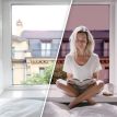 Film anti regard pour fenêtre à petit vitrage vis-à-vis proche - rouge