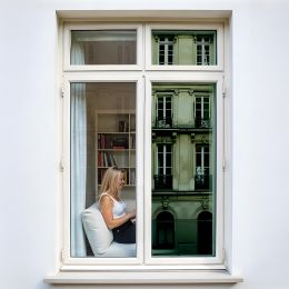 Film anti regard pour fenêtre à petit vitrage vis-à-vis proche et lointain - vert