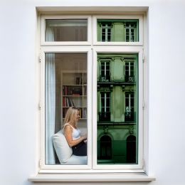 Film miroir sans tain pour grand vitrage vis-à-vis proche - Vert métallisé