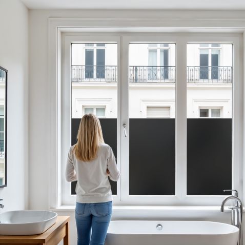 Film opacifiant repositionnable noir mat pour fenêtre