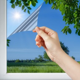 Film solaire anti chaleur simple vitrage foncé effet miroir réfléchissant fort - rejet total énergie solaire 79%